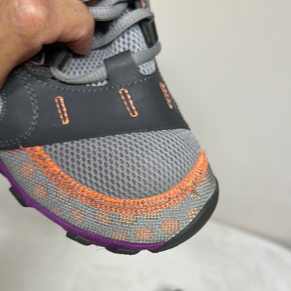 New Balance Gray and Purple Athletic Shoes with Mesh Upper - Picture 12 of 13